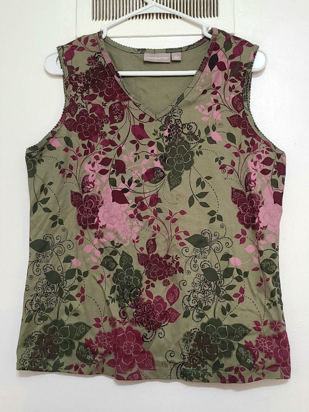 Botanical Print Sleeveless Shirt – L
